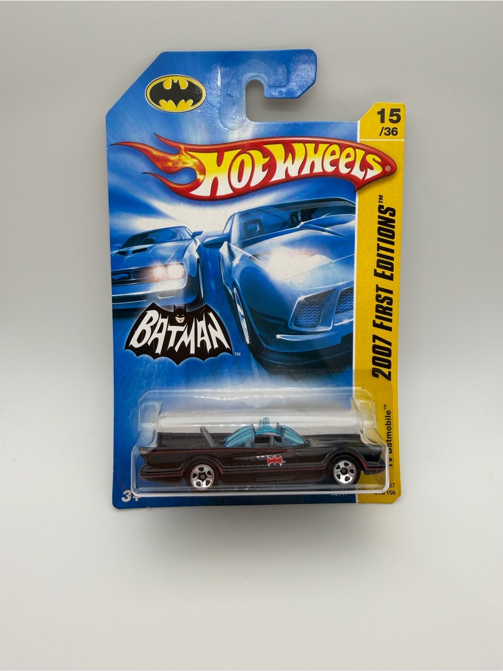 Batman Hot Wheels Batmobile – Black with Red Bat Emblem and Blue Windshield
